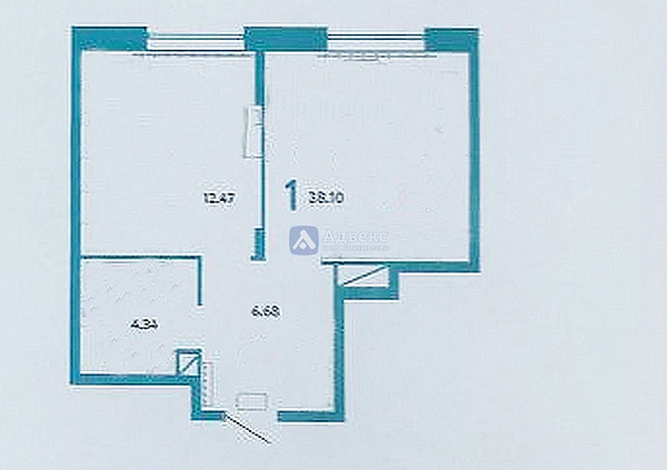 Квартира 1-комн., 38.1 м² Квартира 1-комн., 38.1 м²