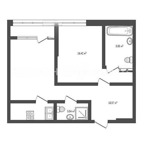 Квартира 2-комн., 58.7 м²