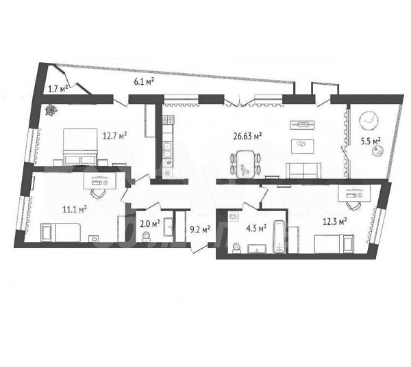 Квартира 4-комн., 83.7 м²