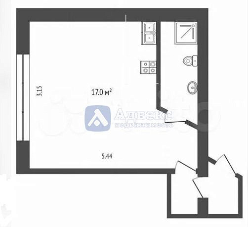 Квартира студия, 20.1 м² Квартира студия, 20.1 м²