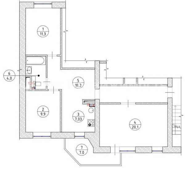 Квартира 3-комн., 70.6 м²