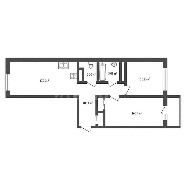 Квартира 2-комн., 58.3 м²